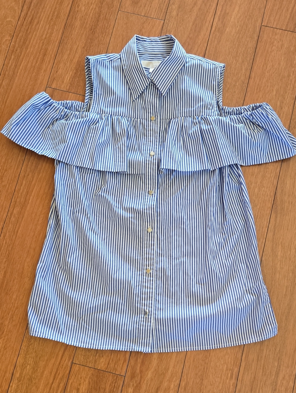 Michael Kors Striped Cold-Shoulder Blouse